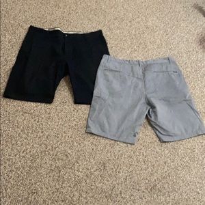 Volcom lot of 2 black & gray flat front shorts, 38